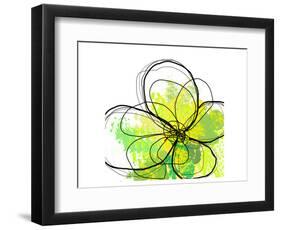 Green Abstract Brush Splash Flower-Irena Orlov-Framed Premium Giclee Print