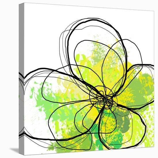 Green Abstract Brush Splash Flower-Irena Orlov-Stretched Canvas