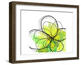 Green Abstract Brush Splash Flower-Irena Orlov-Framed Art Print