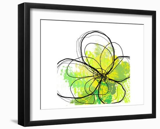 Green Abstract Brush Splash Flower-Irena Orlov-Framed Art Print