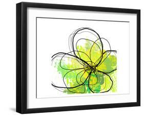 Green Abstract Brush Splash Flower-Irena Orlov-Framed Art Print