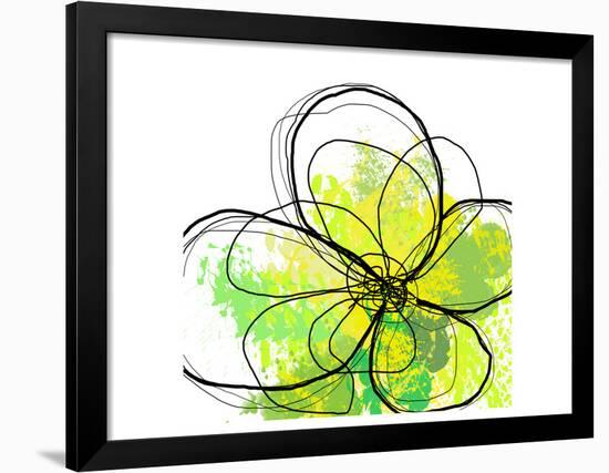 Green Abstract Brush Splash Flower-Irena Orlov-Framed Art Print