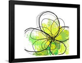 Green Abstract Brush Splash Flower-Irena Orlov-Framed Art Print