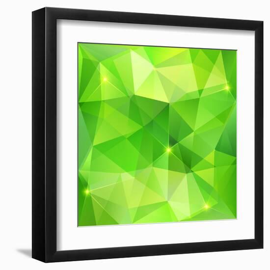 Green Abstract Crystal Vector Background-art_of_sun-Framed Art Print