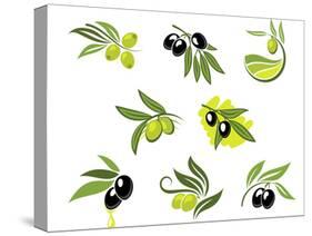 Green and Black Olives Set-seamartini-Stretched Canvas