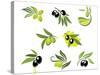 Green and Black Olives Set-seamartini-Stretched Canvas