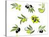Green and Black Olives Set-seamartini-Stretched Canvas