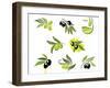 Green and Black Olives Set-seamartini-Framed Art Print