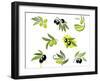 Green and Black Olives Set-seamartini-Framed Art Print