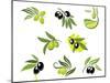 Green and Black Olives Set-seamartini-Mounted Art Print