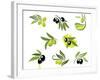 Green and Black Olives Set-seamartini-Framed Art Print