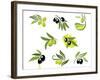 Green and Black Olives Set-seamartini-Framed Art Print