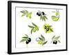 Green and Black Olives Set-seamartini-Framed Art Print