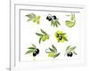 Green and Black Olives Set-seamartini-Framed Art Print