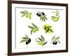 Green and Black Olives Set-seamartini-Framed Art Print