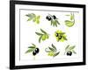 Green and Black Olives Set-seamartini-Framed Art Print