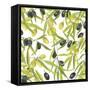 Green and Black Olives Watercolor-Maria Mirnaya-Framed Stretched Canvas