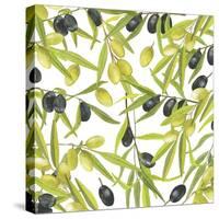 Green and Black Olives Watercolor-Maria Mirnaya-Stretched Canvas