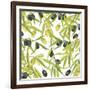 Green and Black Olives Watercolor-Maria Mirnaya-Framed Art Print
