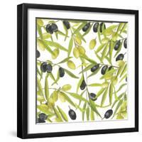 Green and Black Olives Watercolor-Maria Mirnaya-Framed Art Print