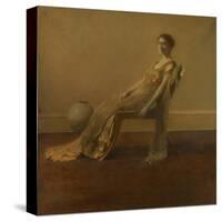 GREEN AND Gold, by Thomas Wilmer Dewing, 1917, American Painting, Oil on Canvas. A Slouching Elegan-Everett - Art-Stretched Canvas
