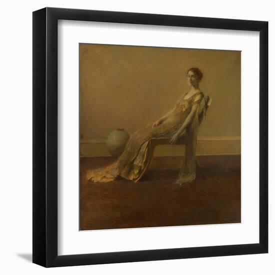 GREEN AND Gold, by Thomas Wilmer Dewing, 1917, American Painting, Oil on Canvas. A Slouching Elegan-Everett - Art-Framed Art Print