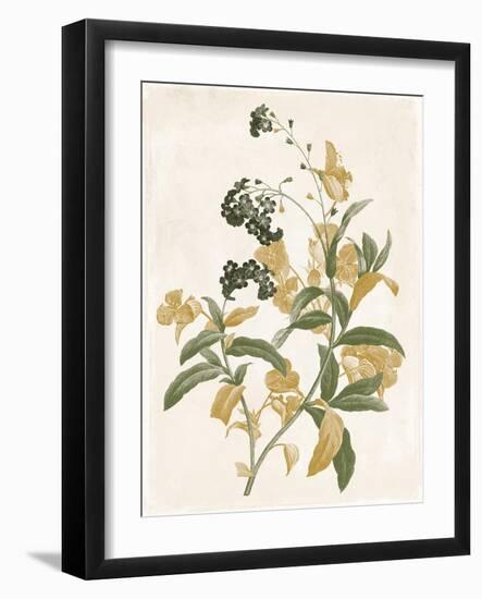 Green and Gold Flowers 2-Jace Grey-Framed Art Print