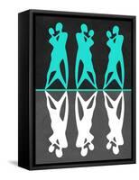Green and White Couple Dancing-Felix Podgurski-Framed Stretched Canvas