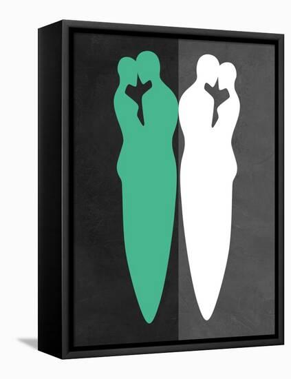 Green and White Kiss-Felix Podgurski-Framed Stretched Canvas