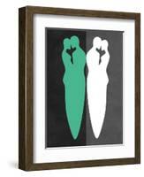 Green and White Kiss-Felix Podgurski-Framed Art Print