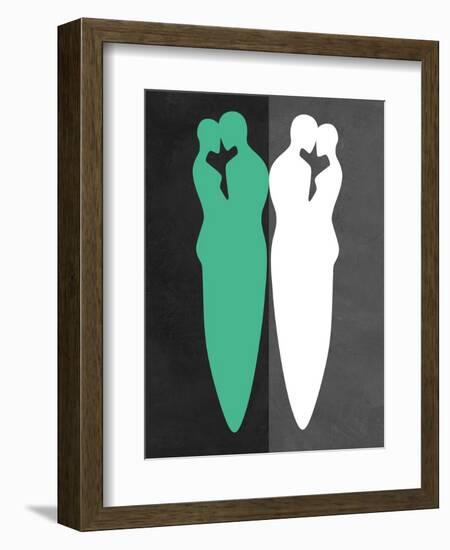 Green and White Kiss-Felix Podgurski-Framed Art Print