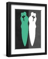 Green and White Kiss-Felix Podgurski-Framed Art Print