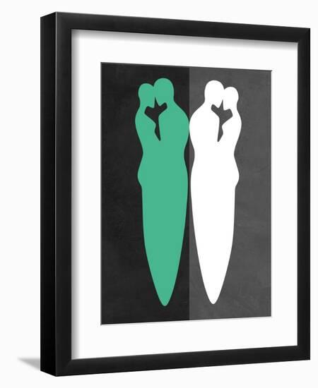 Green and White Kiss-Felix Podgurski-Framed Art Print