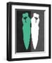 Green and White Kiss-Felix Podgurski-Framed Art Print