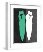 Green and White Kiss-Felix Podgurski-Framed Art Print