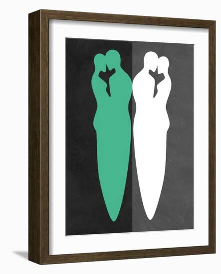 Green and White Kiss-Felix Podgurski-Framed Art Print