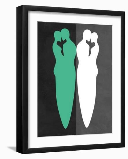 Green and White Kiss-Felix Podgurski-Framed Art Print