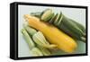 Green and Yellow Courgettes with Courgette Flowers-Eising Studio - Food Photo and Video-Framed Stretched Canvas