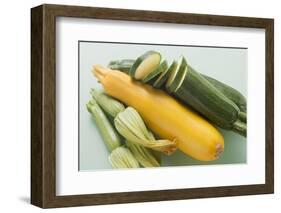 Green and Yellow Courgettes with Courgette Flowers-Eising Studio - Food Photo and Video-Framed Photographic Print