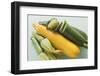 Green and Yellow Courgettes with Courgette Flowers-Eising Studio - Food Photo and Video-Framed Photographic Print