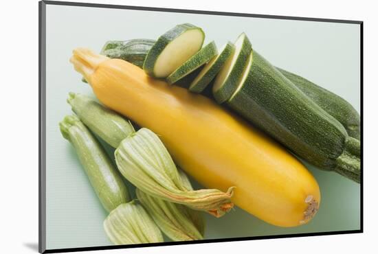 Green and Yellow Courgettes with Courgette Flowers-Eising Studio - Food Photo and Video-Mounted Photographic Print