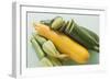 Green and Yellow Courgettes with Courgette Flowers-Eising Studio - Food Photo and Video-Framed Photographic Print