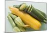 Green and Yellow Courgettes with Courgette Flowers-Eising Studio - Food Photo and Video-Mounted Photographic Print