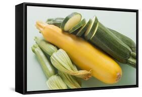 Green and Yellow Courgettes with Courgette Flowers-Eising Studio - Food Photo and Video-Framed Stretched Canvas