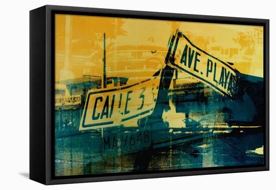 Green and Yellow Street Sign-David Studwell-Framed Stretched Canvas