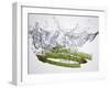 Green Asparagus Falling into Water-Kröger & Gross-Framed Photographic Print
