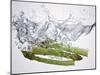 Green Asparagus Falling into Water-Kröger & Gross-Mounted Photographic Print