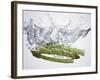 Green Asparagus Falling into Water-Kröger & Gross-Framed Photographic Print