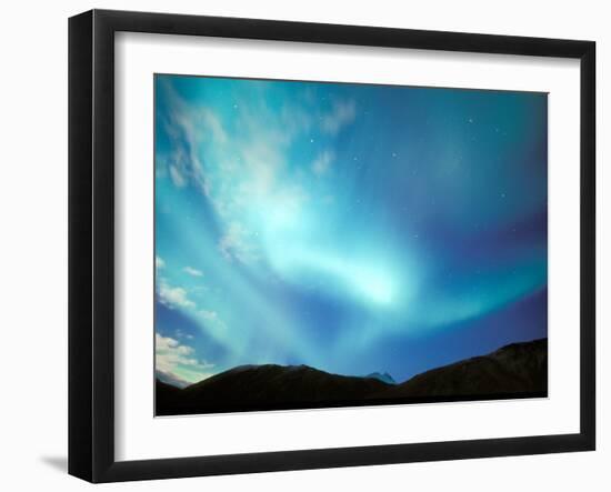 Green Aurora Borealis Around Mt. Snowden, Brooks Range, Alaska, USA-Hugh Rose-Framed Photographic Print