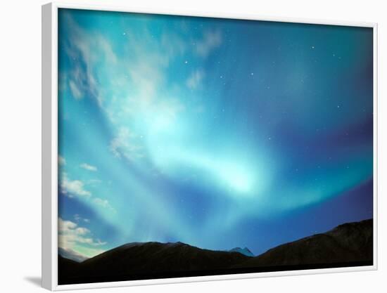 Green Aurora Borealis Around Mt. Snowden, Brooks Range, Alaska, USA-Hugh Rose-Framed Photographic Print